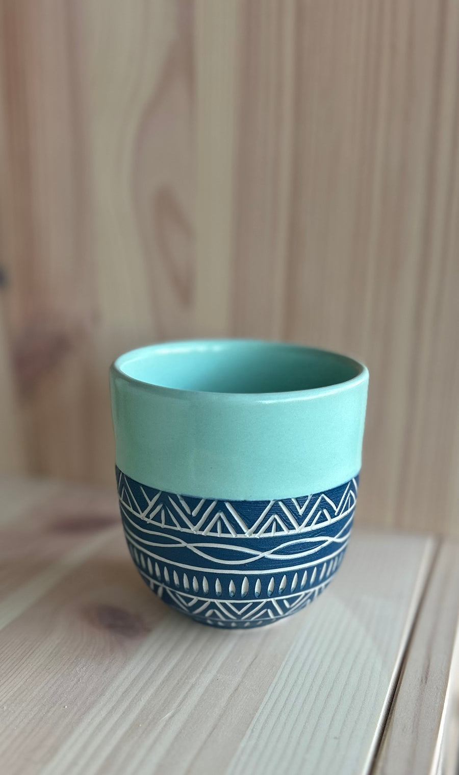 Latte Cup - Mint & Navy